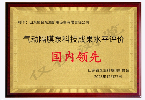 氣動隔膜泵科技成果水平評價